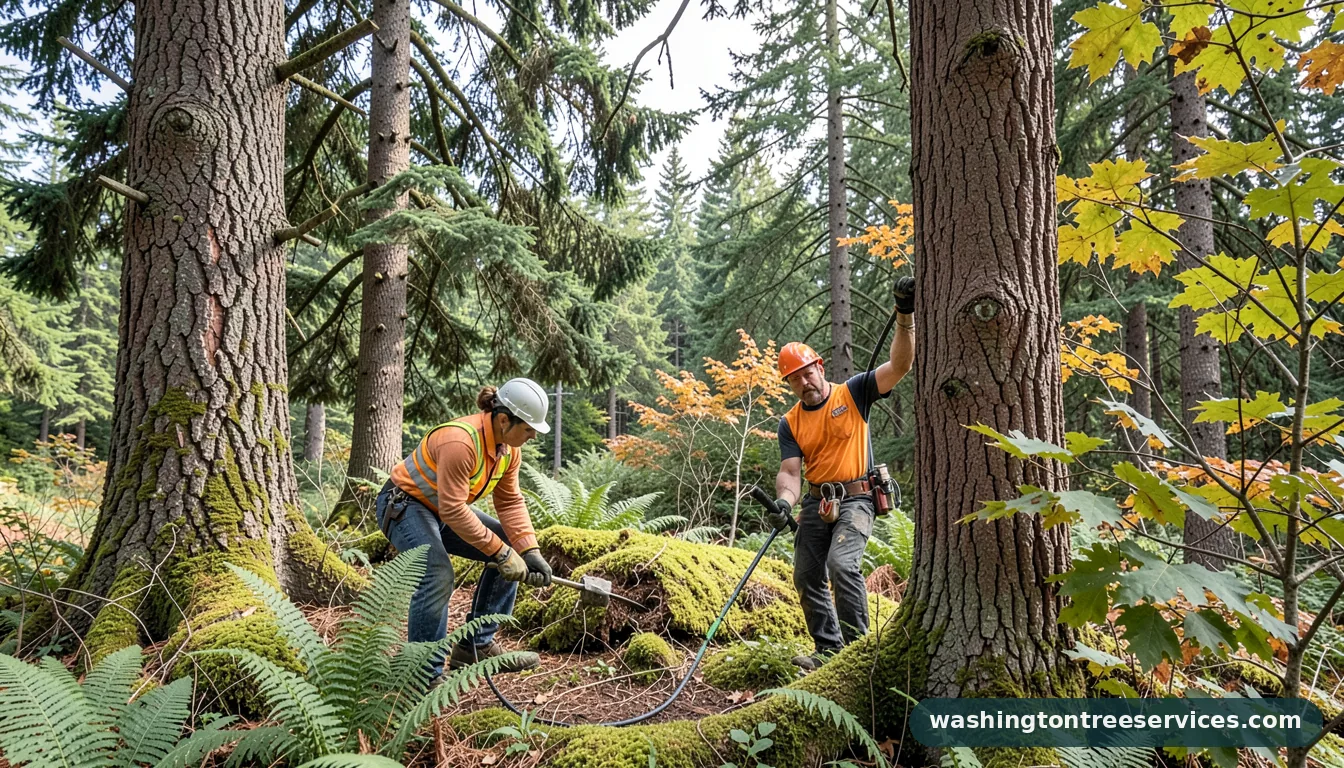 Professional equipment for how to remove moss from trees and shrubs in Washington how to remove moss from trees and shrubs - tree service equipment and crew in Washington