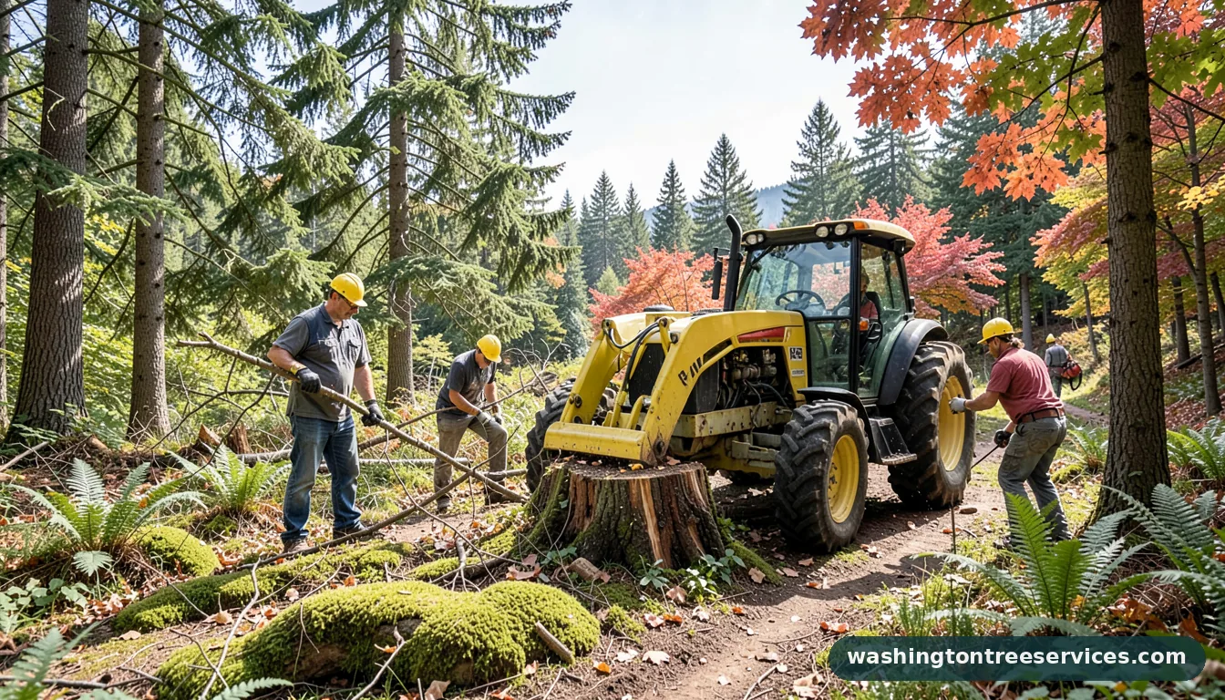 how to remove stumps with a tractor - completed tree work by Washington Tree Services