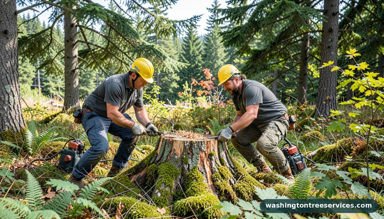 how to remove the tree stump - certified arborists at work in Washington