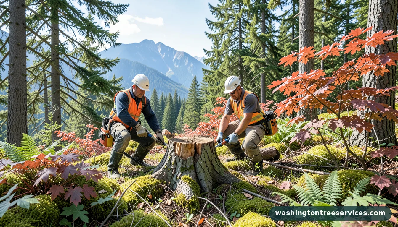 how to remove the tree stump - tree service equipment and crew in Washington