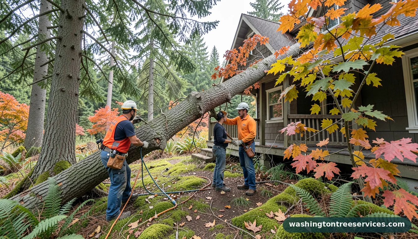 Professional equipment for how to remove tree leaning on house in Washington how to remove tree leaning on house - tree service equipment and crew in Washington