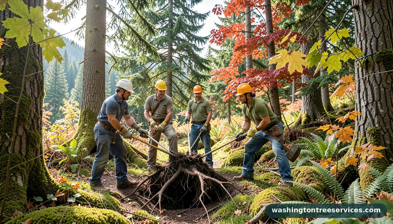 how to remove tree roots - completed tree work by Washington Tree Services