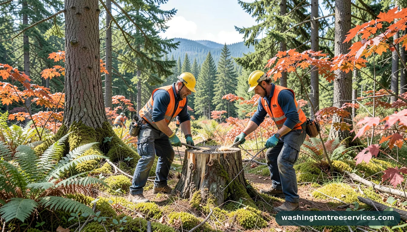 Certified arborists handling how to remove tree stump in Washington how to remove tree stump - certified arborists at work in Washington