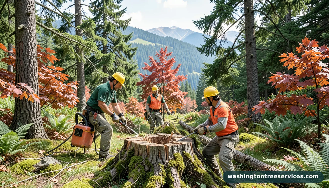 Professional equipment for how to remove tree stumps in Washington how to remove tree stumps - tree service equipment and crew in Washington