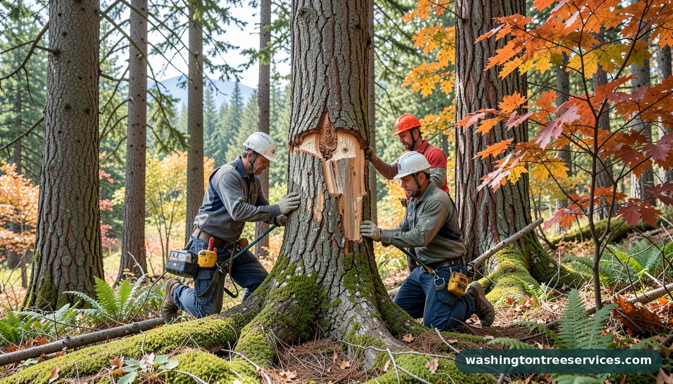 how to repair a tree wound - tree service equipment and crew in Washington