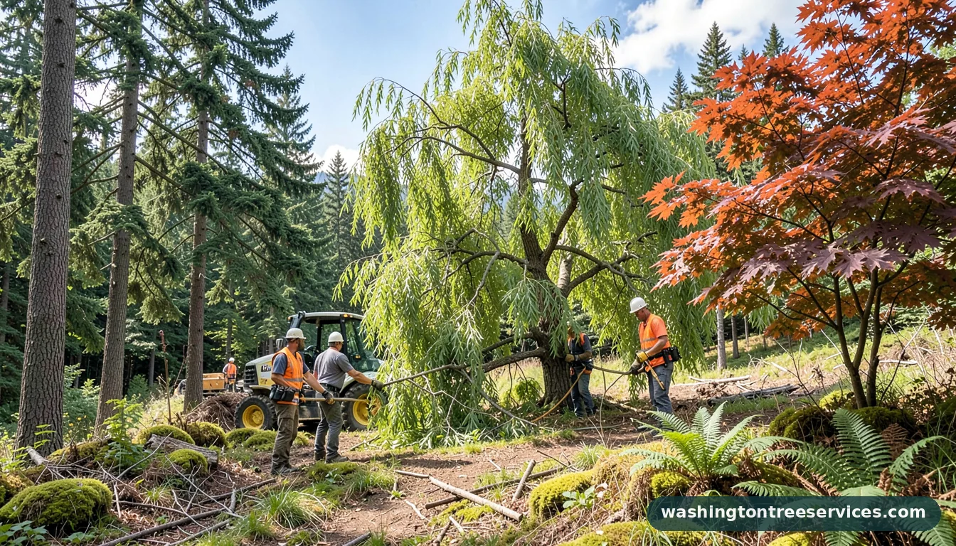 Professional equipment for how to save a dying willow tree in Washington how to save a dying willow tree - tree service equipment and crew in Washington