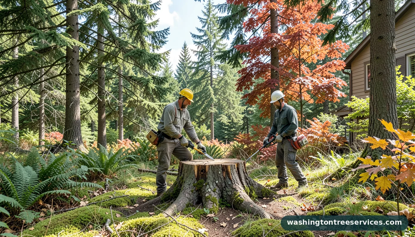 how to stop a tree stump from growing - completed tree work by Washington Tree Services