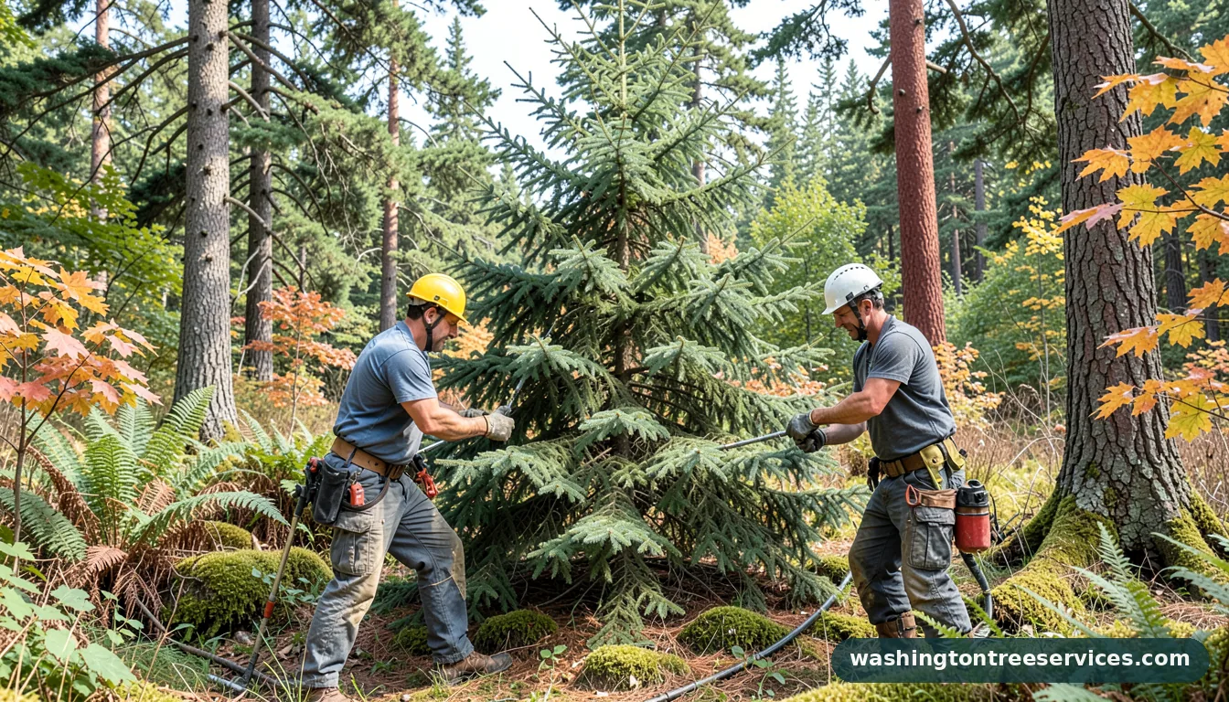 Certified arborists handling how to take care of a spruce tree in Washington how to take care of a spruce tree - certified arborists at work in Washington