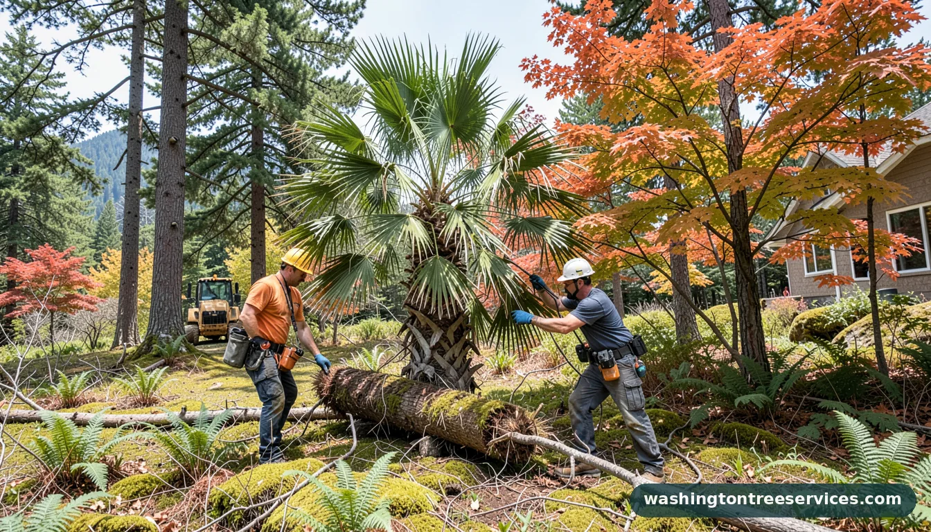 how to take out a palm tree - completed tree work by Washington Tree Services