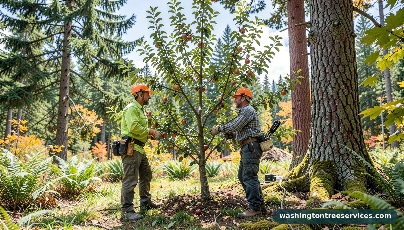 Professional equipment for how to treat black spots on apple tree leaves in Washington how to treat black spots on apple tree leaves - tree service equipment and crew in Washington