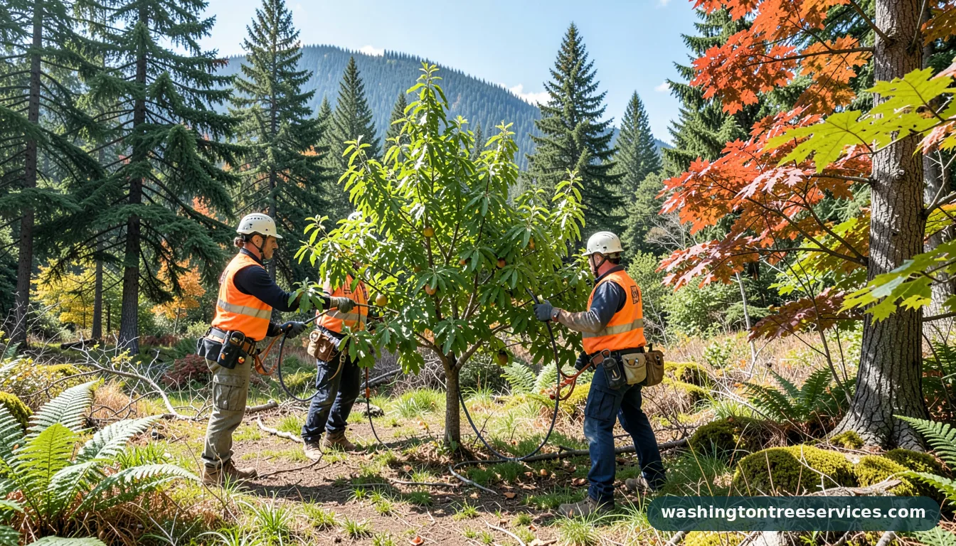 Certified arborists handling how to treat lichen on fruit trees in Washington how to treat lichen on fruit trees - certified arborists at work in Washington