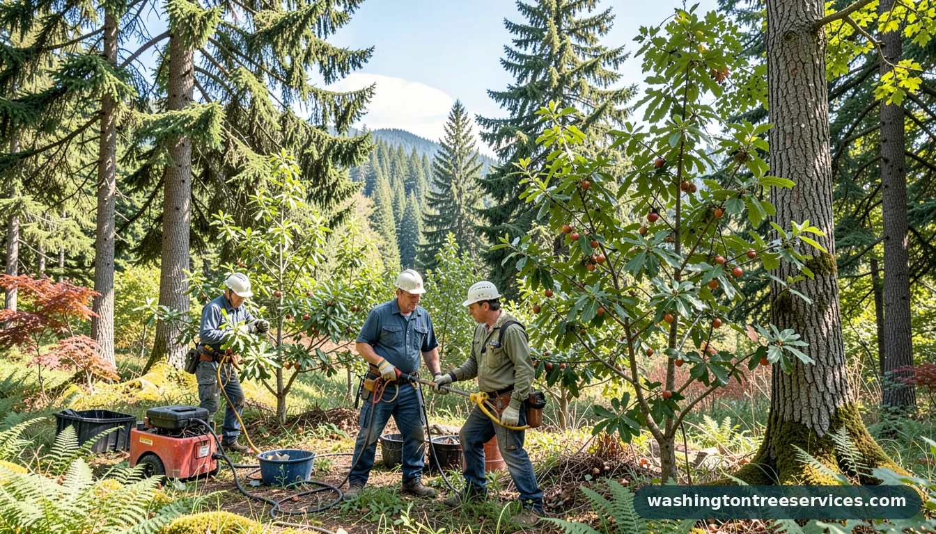 Professional equipment for how to treat lichen on fruit trees in Washington how to treat lichen on fruit trees - tree service equipment and crew in Washington