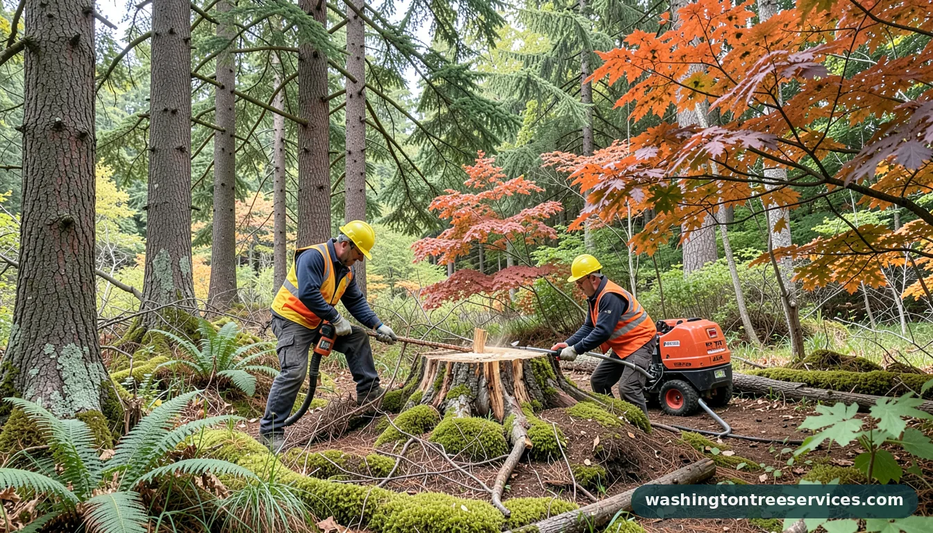 how to tree stump removal - tree service equipment and crew in Washington