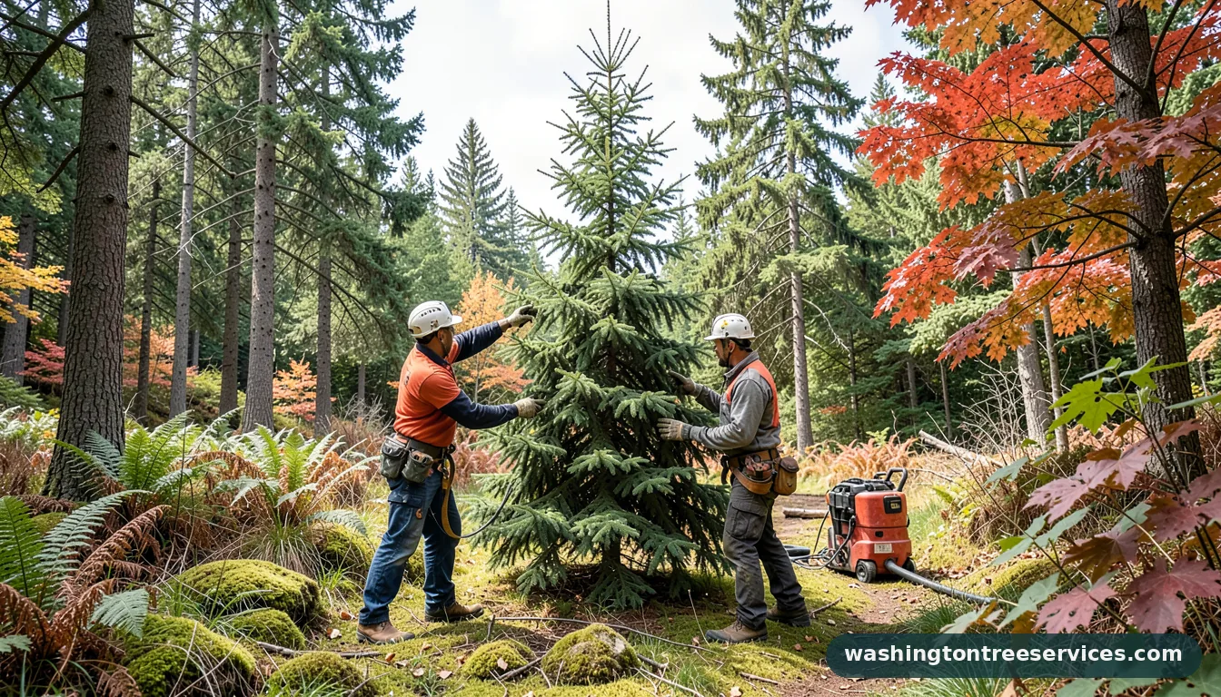 how to trim a fir tree that is too tall - certified arborists at work in Washington