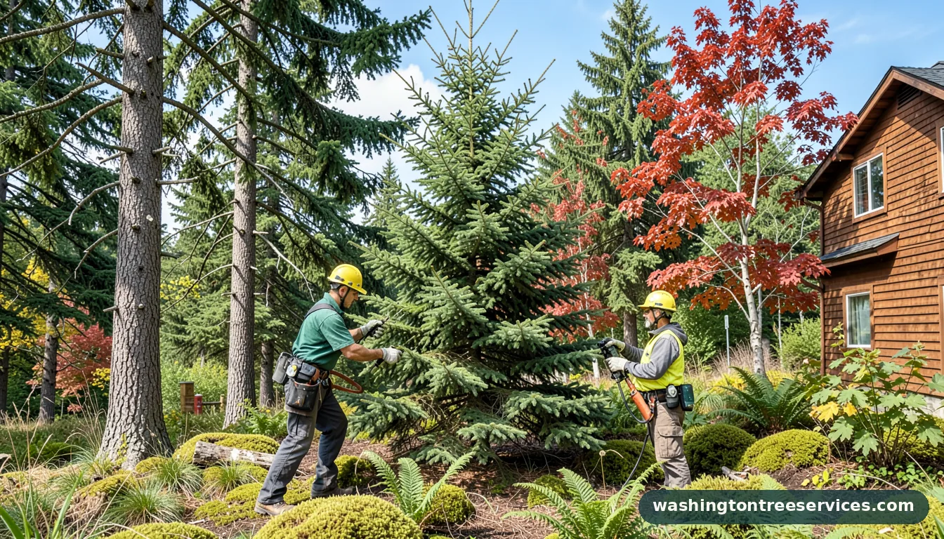 how to trim a fir tree that is too tall - completed tree work by Washington Tree Services