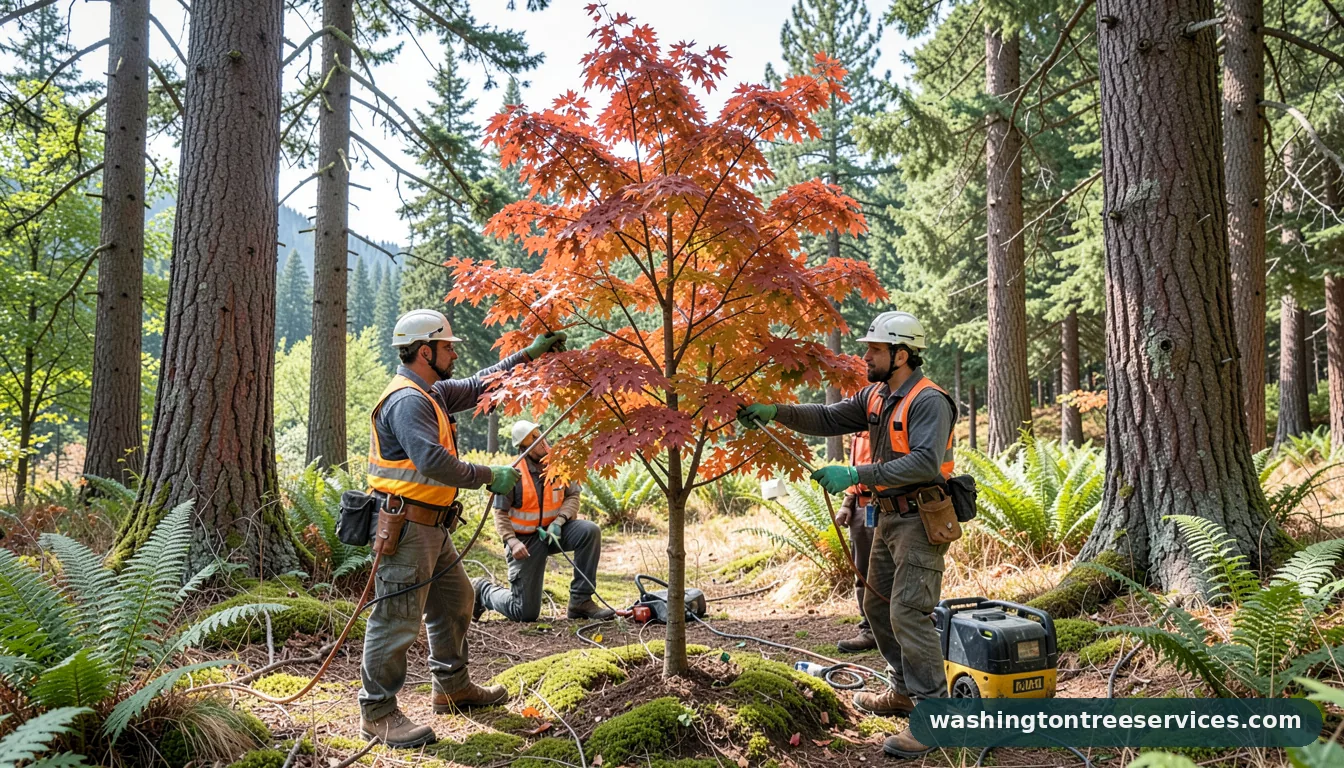 how to trim a japanese maple tree - tree service equipment and crew in Washington