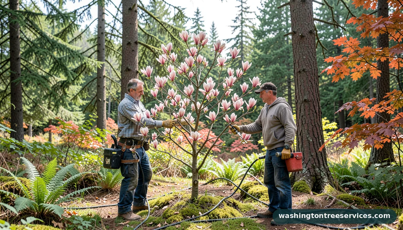 how to trim a magnolia tree - certified arborists at work in Washington