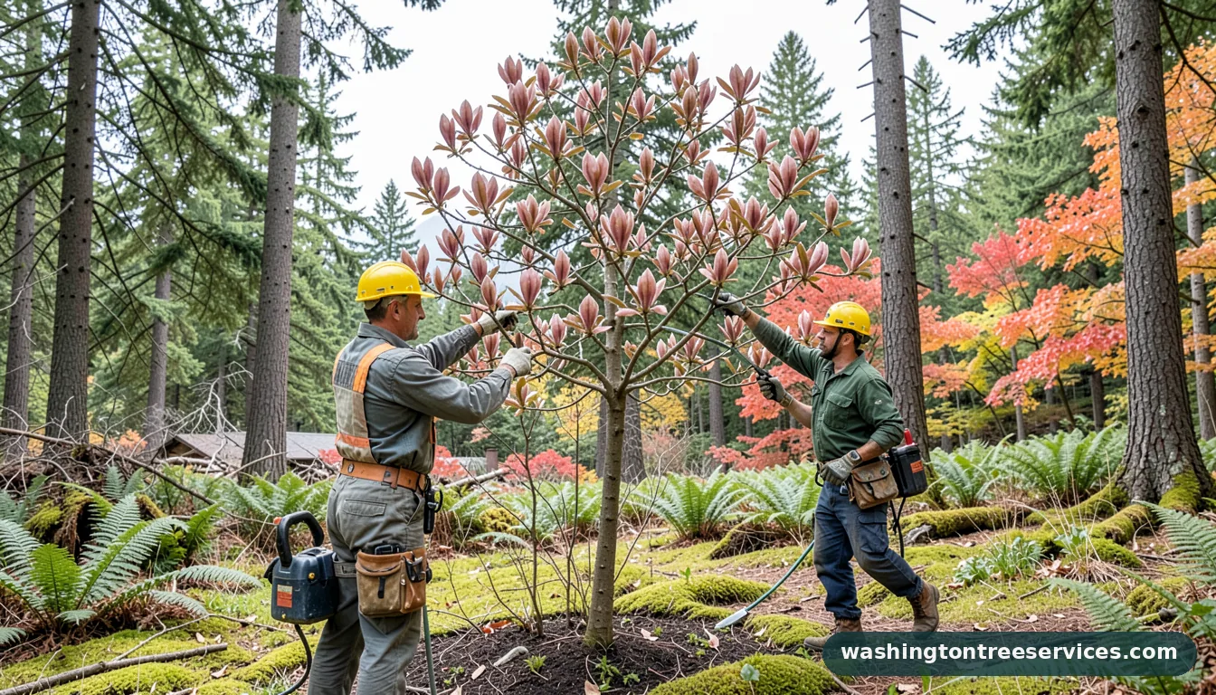 how to trim a magnolia tree - completed tree work by Washington Tree Services