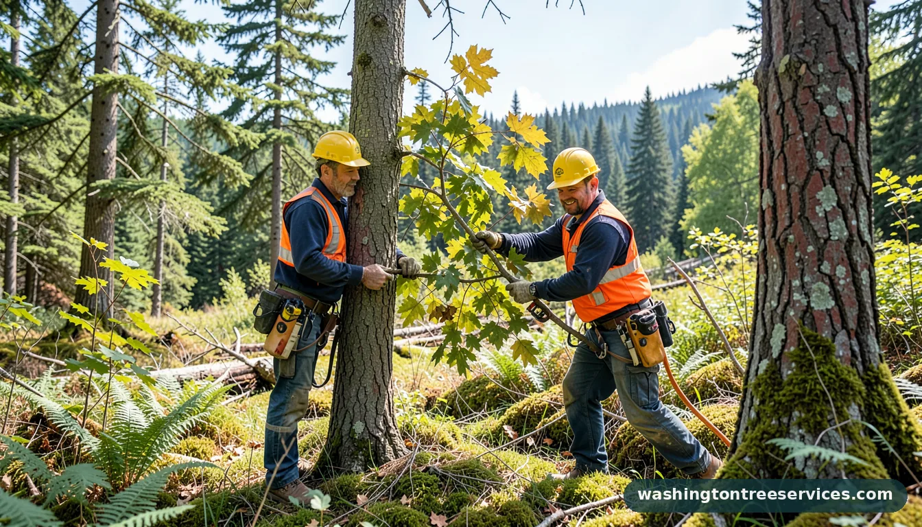 how to trim a maple tree - tree service equipment and crew in Washington