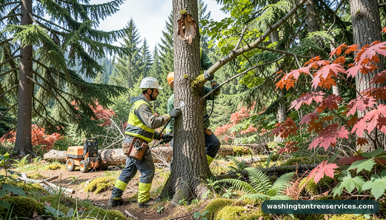 how to trim a tree properly - tree service equipment and crew in Washington