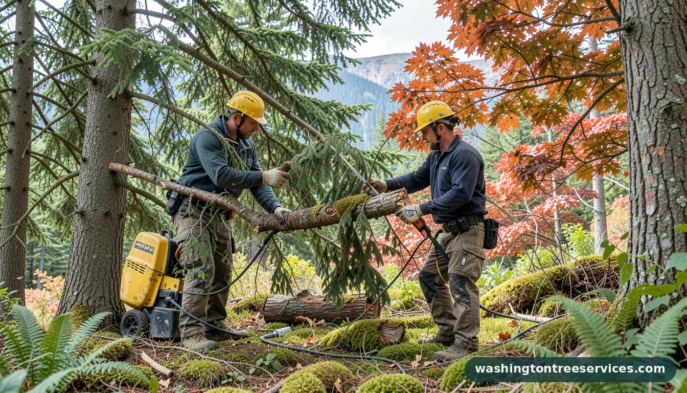 Certified arborists handling how to trim a tree in Washington how to trim a tree - certified arborists at work in Washington