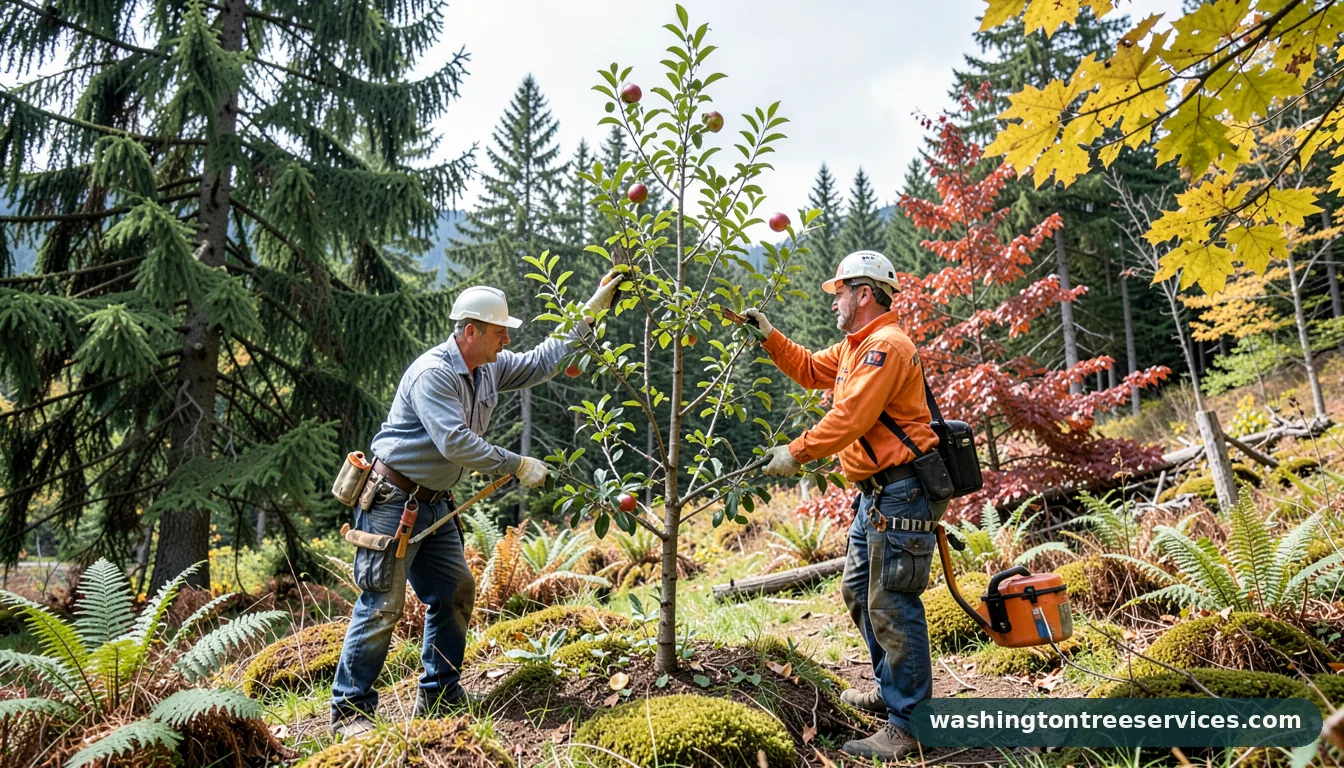 how to trim an apple tree - tree service equipment and crew in Washington