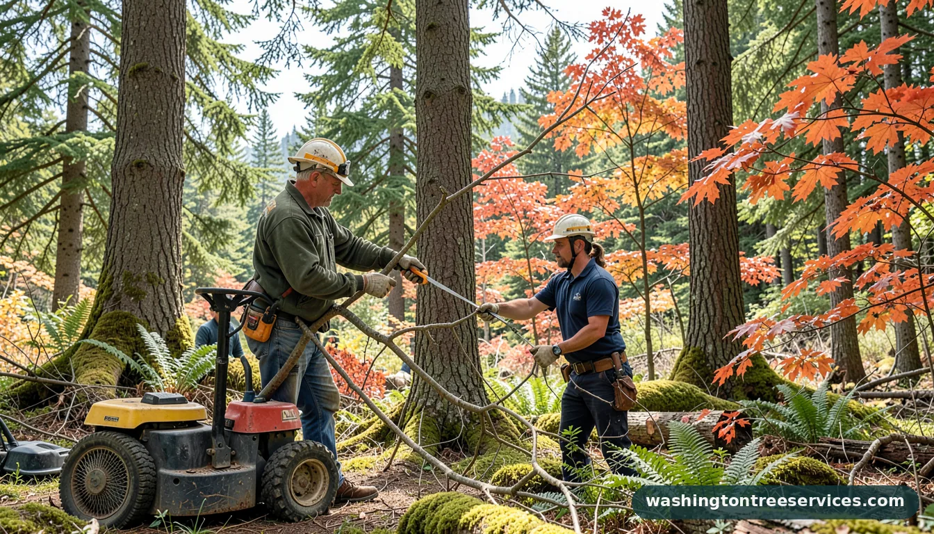 Certified arborists handling how to trim big tree branches in Washington how to trim big tree branches - certified arborists at work in Washington