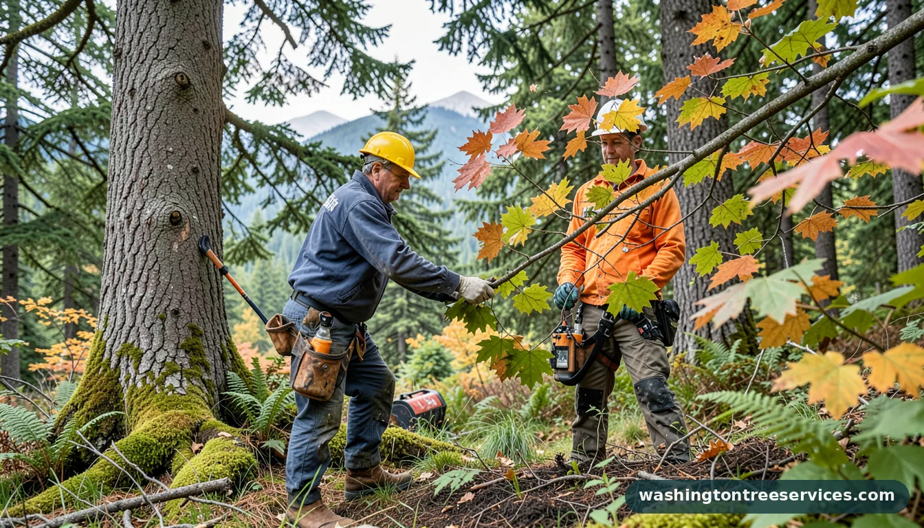 Professional equipment for how to trim big tree branches in Washington how to trim big tree branches - tree service equipment and crew in Washington