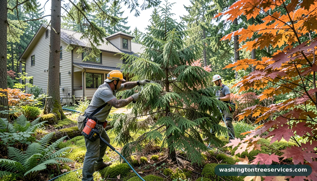 how to trim cedar tree - completed tree work by Washington Tree Services