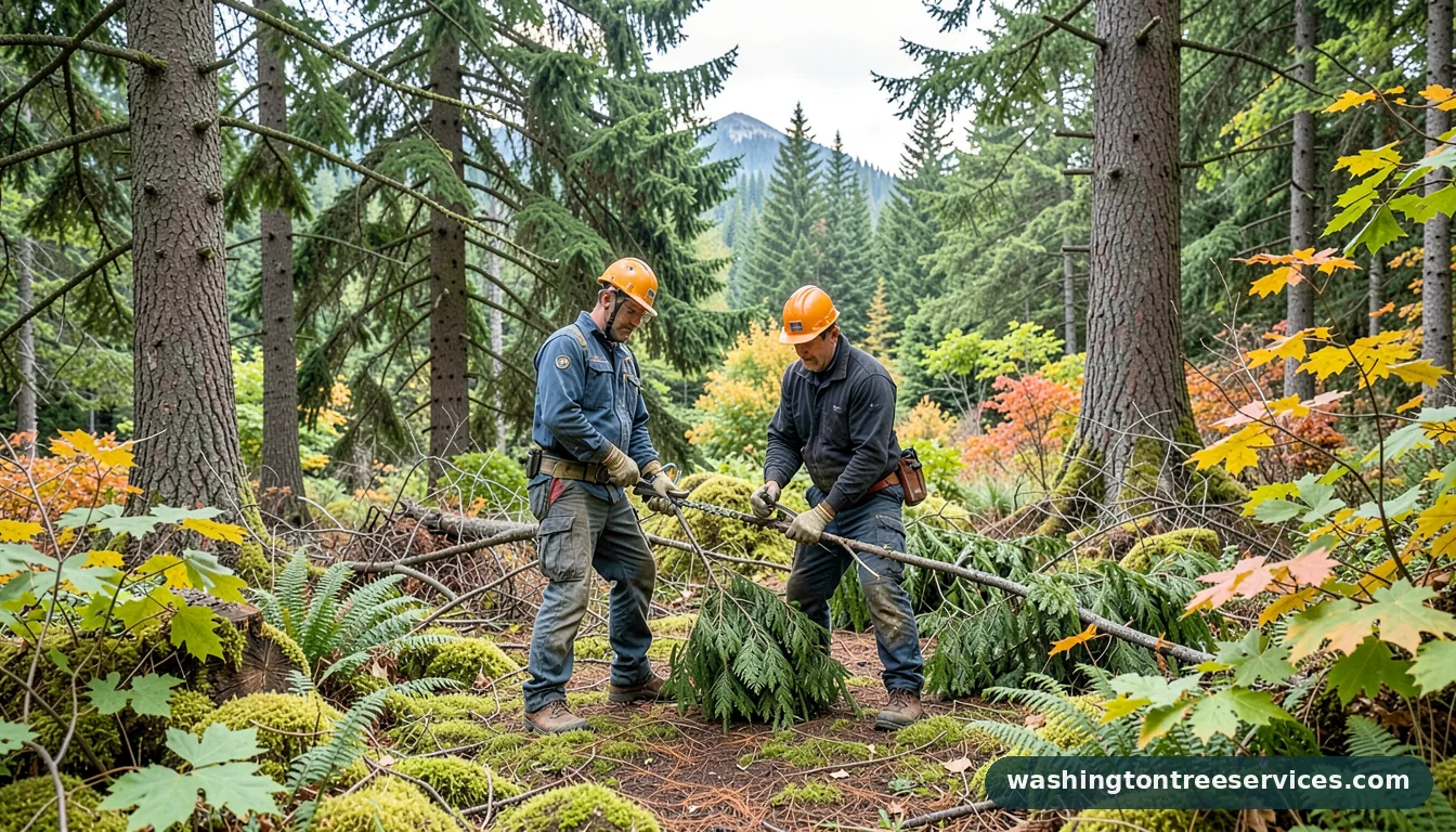 how to trim cedar - certified arborists at work in Washington
