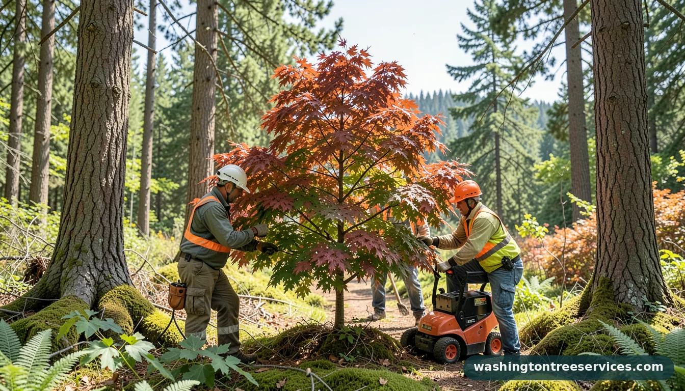 how to trim japanese maple tree - tree service equipment and crew in Washington