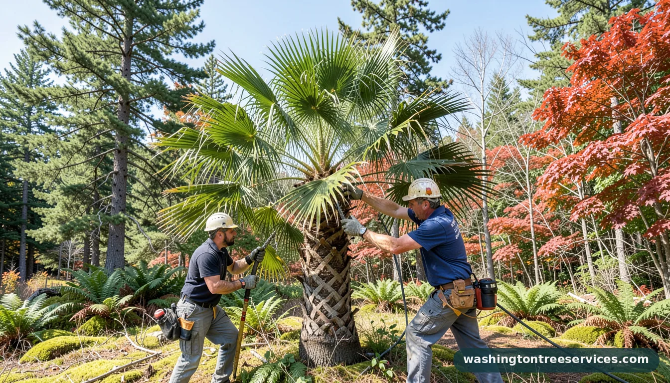 how to trim palm trees - completed tree work by Washington Tree Services