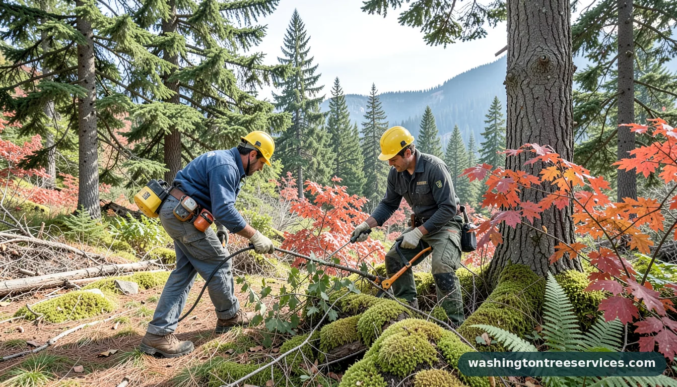 Professional equipment for how to trim trees properly in Washington how to trim trees properly - tree service equipment and crew in Washington
