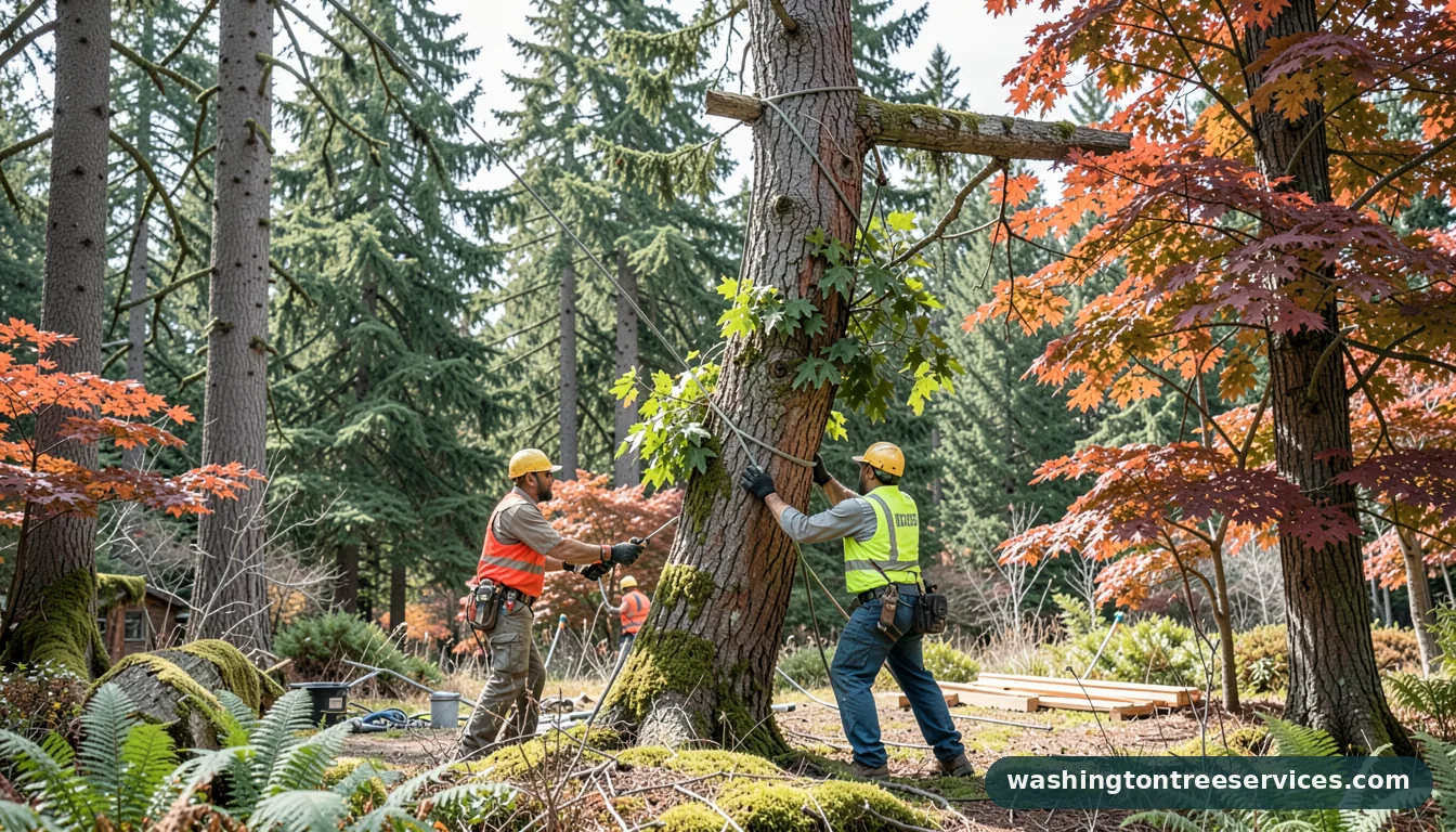 Completed hung up tree project by Washington Tree Services hung up tree - completed tree work by Washington Tree Services
