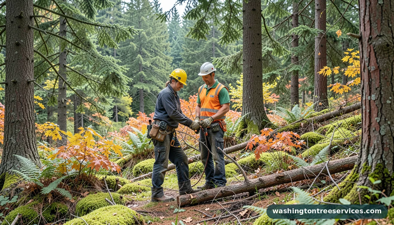 japanese maple pruning mistakes - tree service equipment and crew in Washington