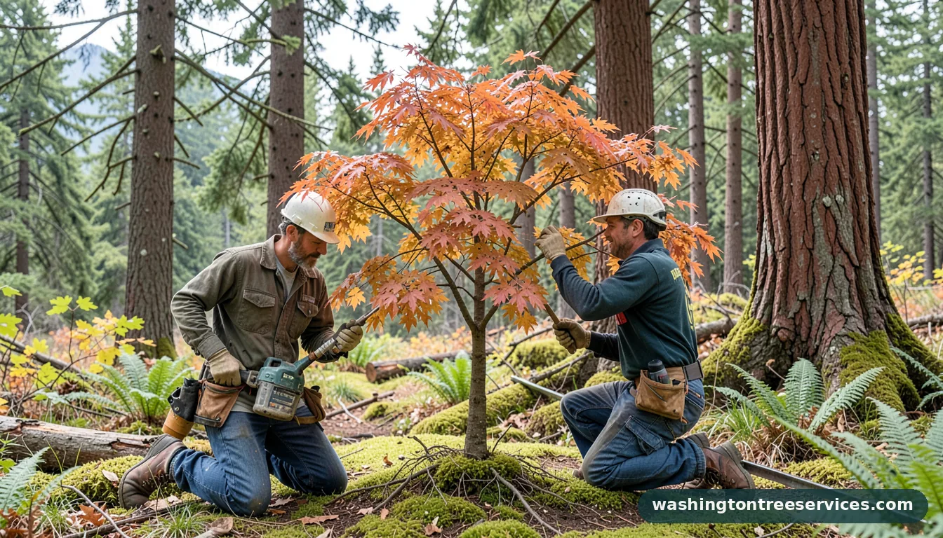 japanese maple tree pruning - certified arborists at work in Washington