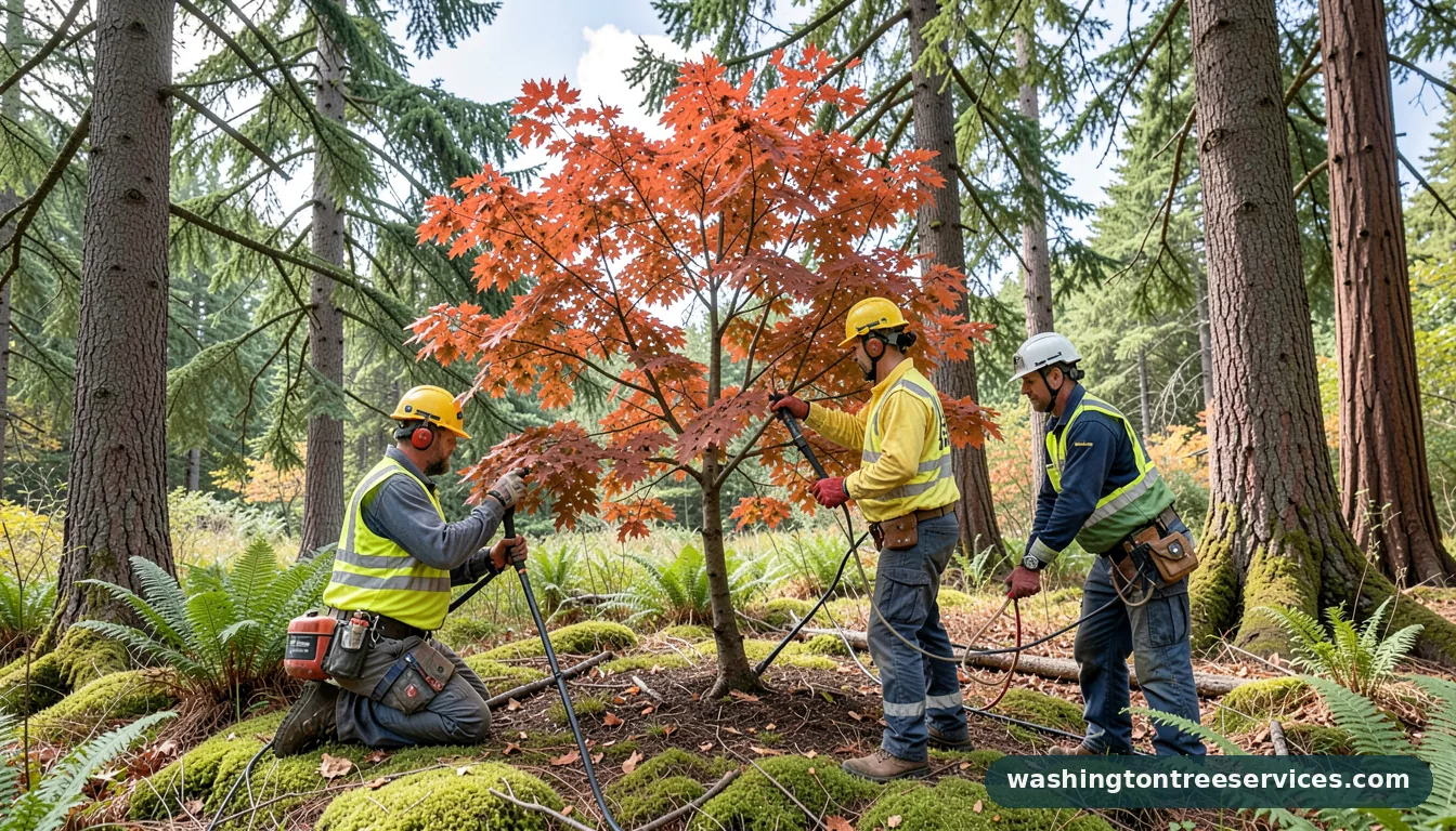 japanese maple tree pruning - tree service equipment and crew in Washington
