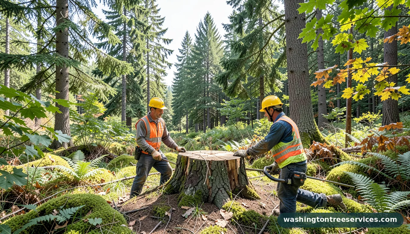 kill holly tree stump - tree service equipment and crew in Washington