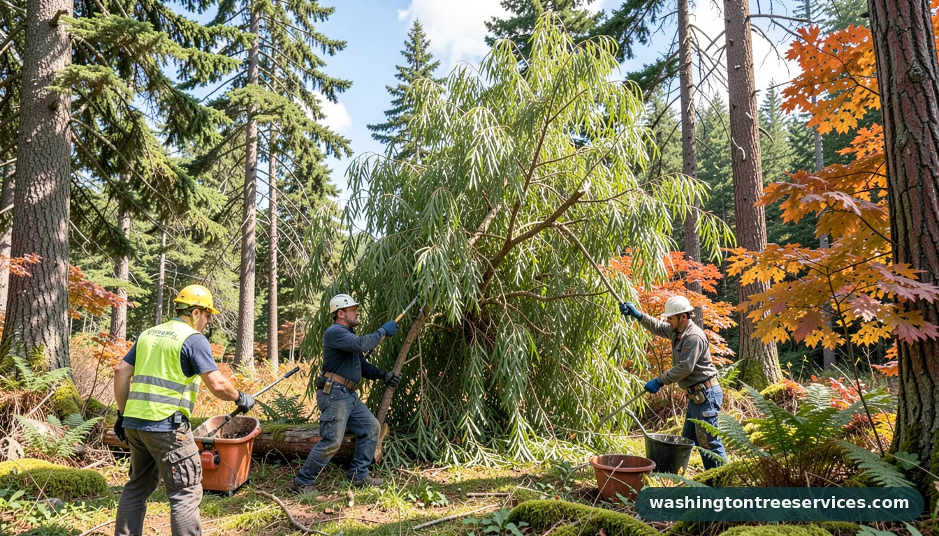 Certified arborists handling kill willow tree in Washington kill willow tree - certified arborists at work in Washington