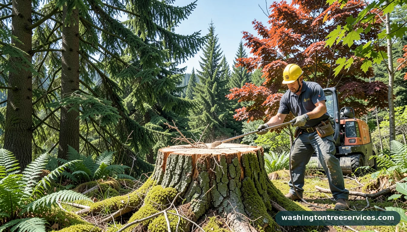 killing a tree root stump - completed tree work by Washington Tree Services