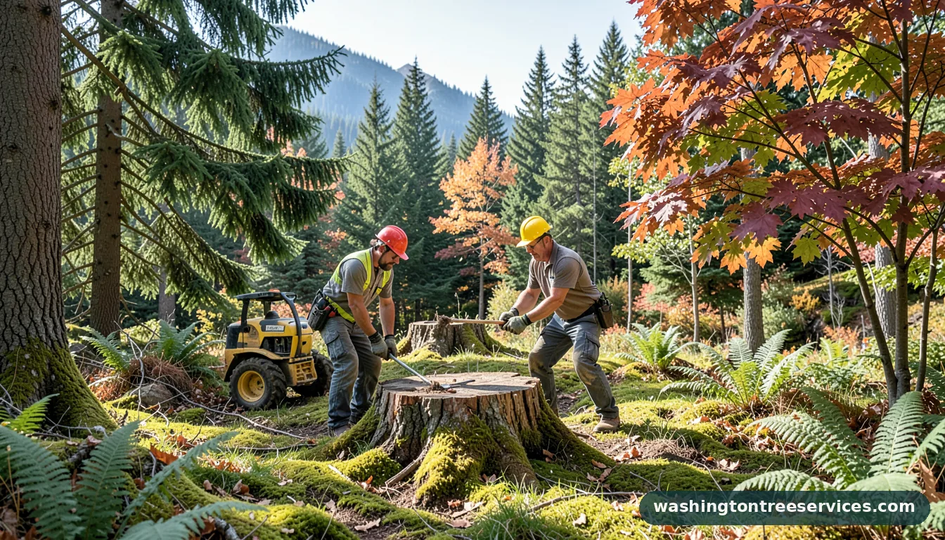 landscaping with tree stumps - certified arborists at work in Washington