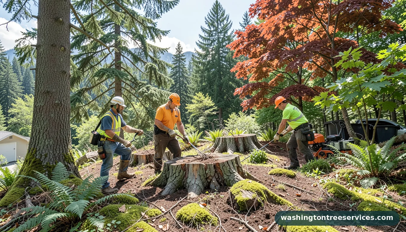 landscaping with tree stumps - completed tree work by Washington Tree Services