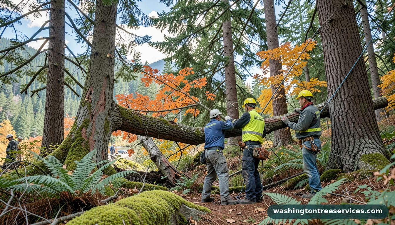 large tree branch repair - tree service equipment and crew in Washington