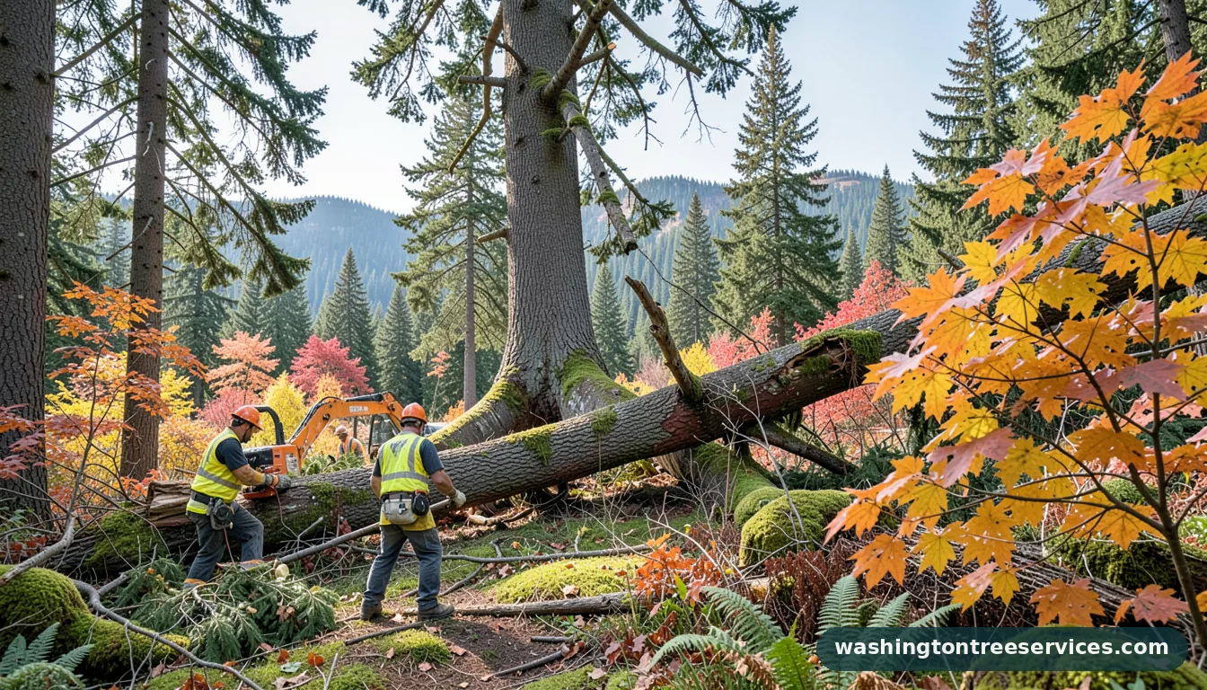 large tree removal - certified arborists at work in Washington