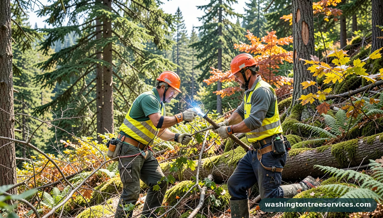 laser to cut tree branches - certified arborists at work in Washington