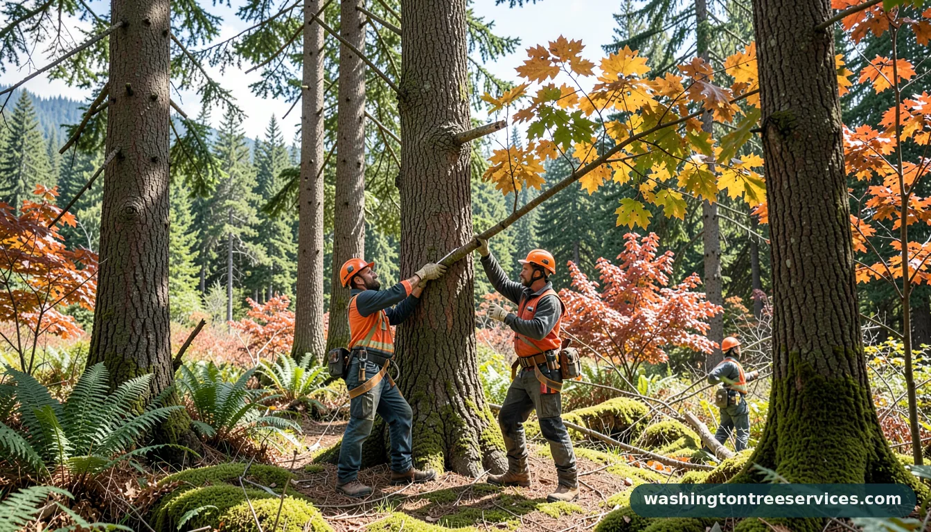 Certified arborists handling limbing a tree in Washington limbing a tree - certified arborists at work in Washington