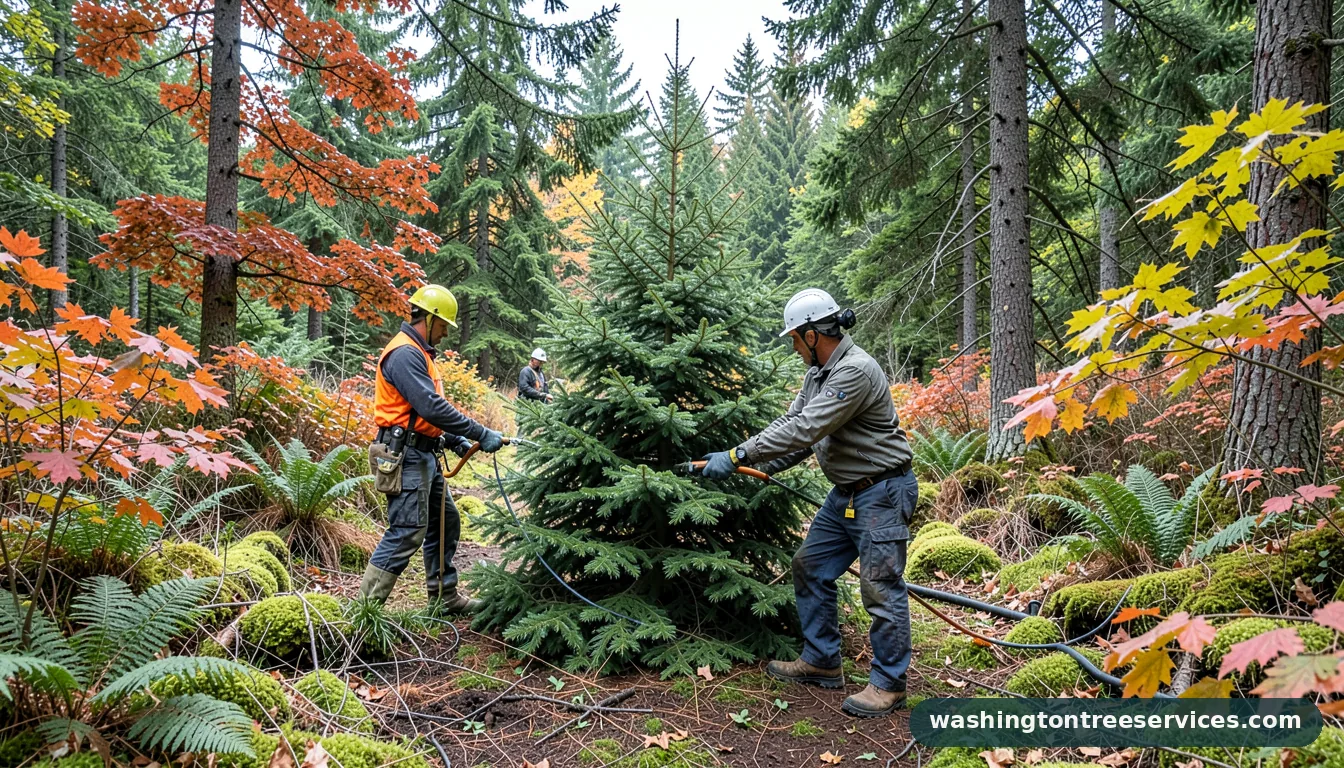 live christmas tree maintenance - certified arborists at work in Washington