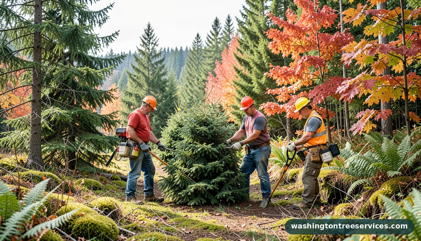 live christmas tree maintenance - tree service equipment and crew in Washington