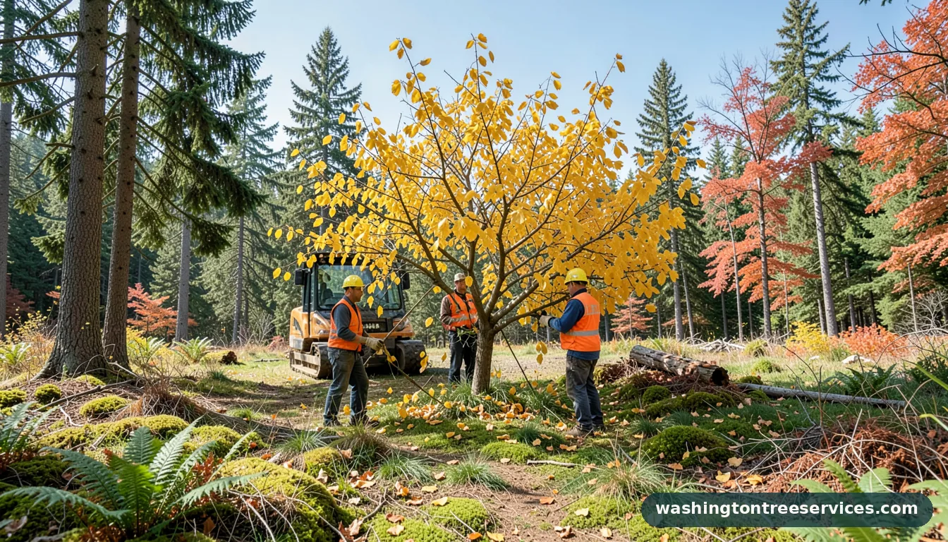 Professional equipment for mandarin tree leaves turning yellow and falling off in Washington mandarin tree leaves turning yellow and falling off - tree service equipment and crew in Washington