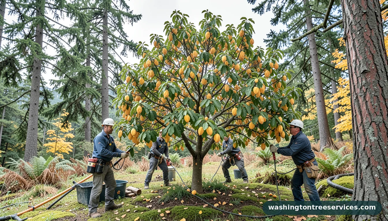 Completed mandarin tree leaves turning yellow and falling off project by Washington Tree Services mandarin tree leaves turning yellow and falling off - completed tree work by Washington Tree Services